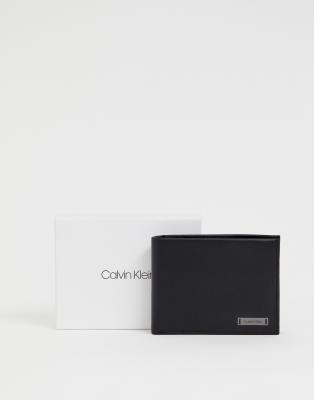 Calvin Klein Leather plaque wallet 5CC coin ASOS