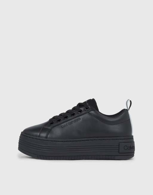 Leather platform clearance trainers