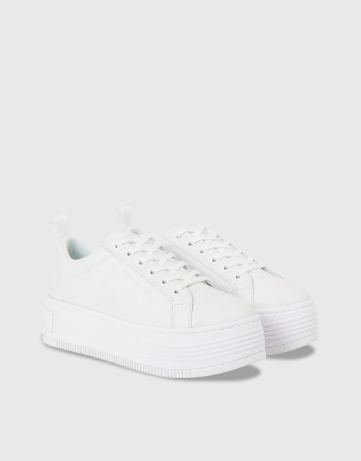 Calvin Klein Leather Platform Trainers in white ASOS