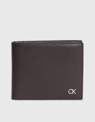 Calvin Klein Leather RFID Billfold Wallet in Dark Brown Slg