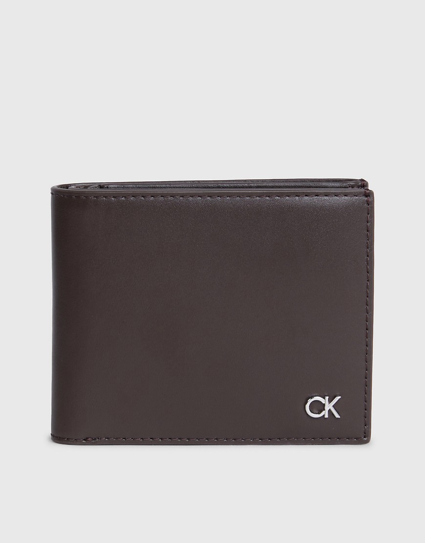 Calvin Klein Leather RFID Billfold Wallet in Dark Brown Slg