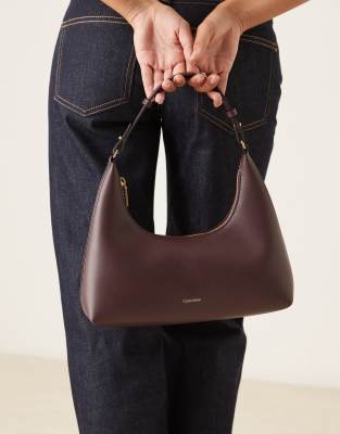 Calvin Klein Calvin Klein leather shoulder bag in burgundy-Red