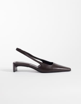 Calvin Klein Leather Slingback Heeled Sandals In Multi