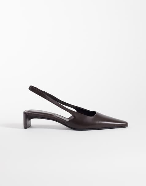 Calvin Klein leather slingback heeled sandals in burgundy - view 1