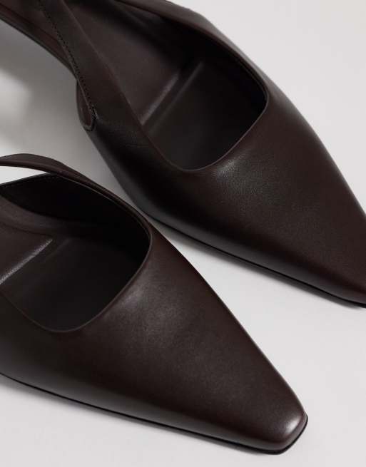 Calvin Klein leather slingback heeled sandals in burgundy | ASOS