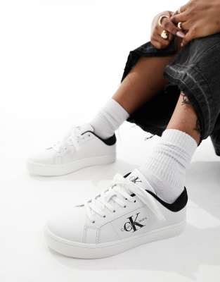 Calvin Klein leather sneakers in white and black