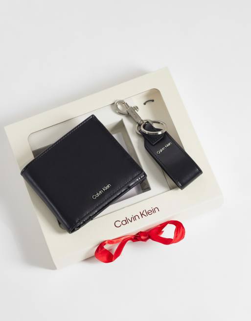 Calvin Klein leather wallet and key chain gift set in black, 2 of 3