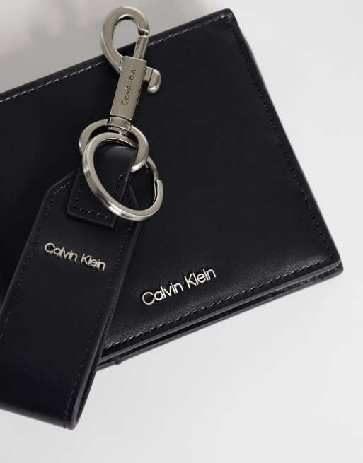 Calvin Klein leather wallet and key chain gift set in black, 3 of 3