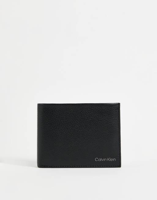  Calvin Klein leather wallet with coin pouch in black