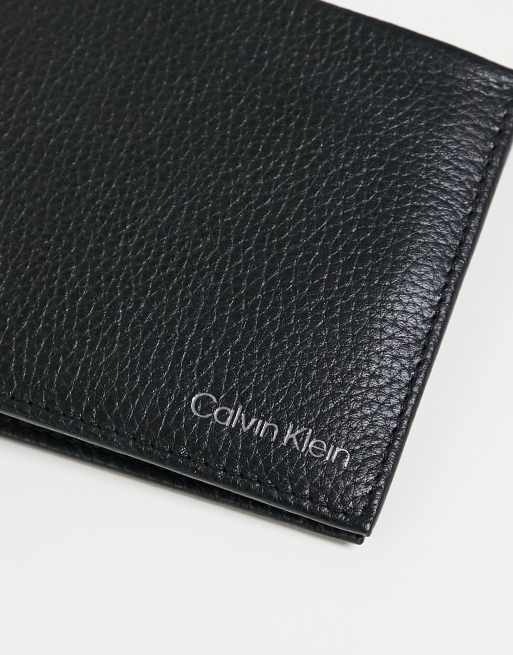 Calvin Klein Men's Pebble Leather Slim Bifold Wallet - Grey