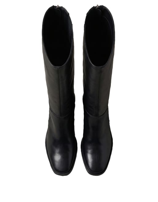 Calvin Klein Leder-Kniestiefel mit Blockabsatz in Triple Black, 4 von 4