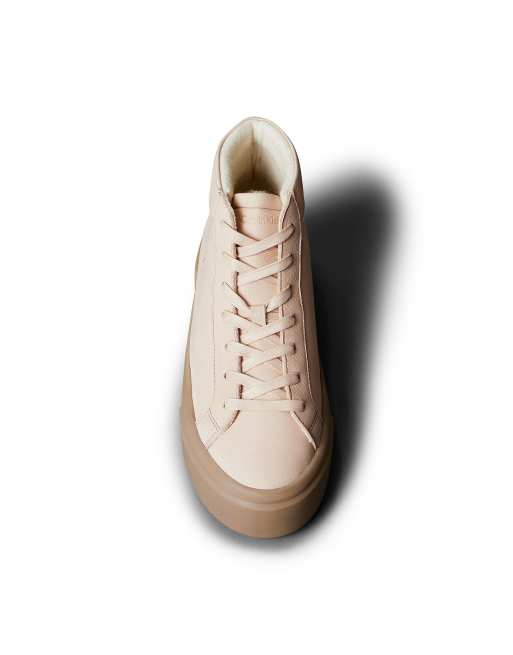 Calvin Klein Leder-Warm High-Top Platform-Sneaker in Kristallgrau/Silber-Mink, 7 von 7