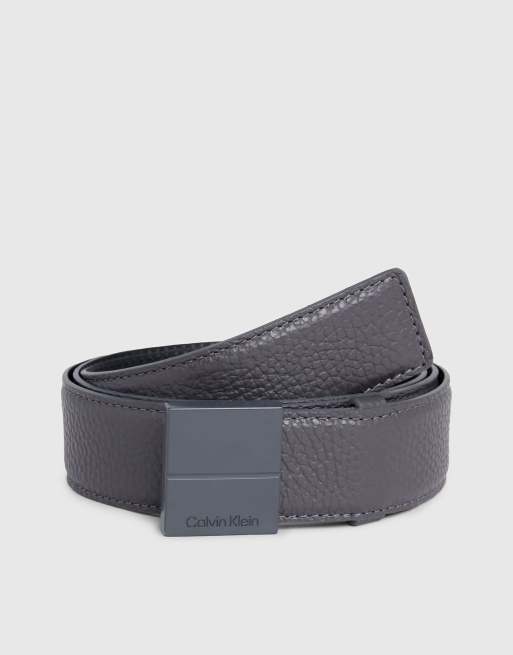 Calvin Klein – Ledergürtel in Eisengrau