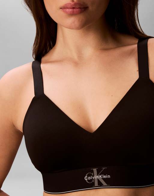 Calvin Klein – Leicht gefüttertes Bustier in Schwarz mit Logomotiv, 2 von 4
