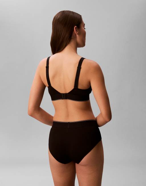 Calvin Klein – Leicht gefüttertes Bustier in Schwarz mit Logomotiv, 4 von 4