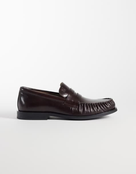 Calvin Klein - Leren loafers in bordeauxrood - view 1