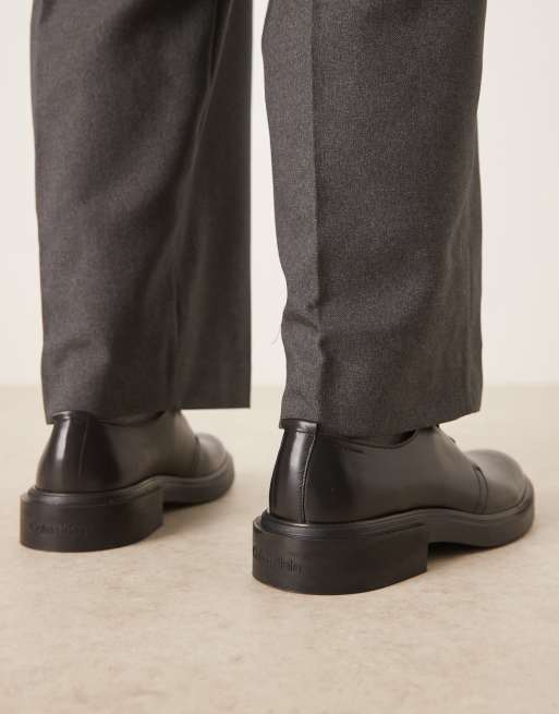 Calvin Klein - Leren loafers met veters in zwart, 2 van 4