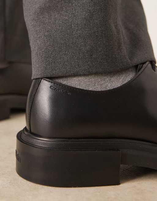 Calvin Klein - Leren loafers met veters in zwart, 3 van 4