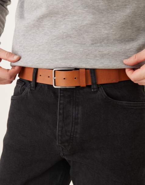 Calvin Klein - Leren riem van 35mm met vierkante gesp in bruin - view 1