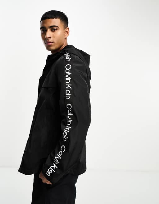 Calvin Klein lightweight hooded windbreaker with sleeve logo detail