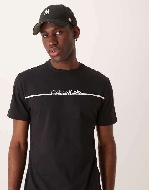 Calvin Klein line logo t-shirt in black - view 1