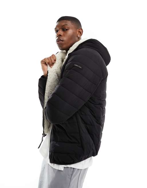 Calvin klein hooded clearance puffer