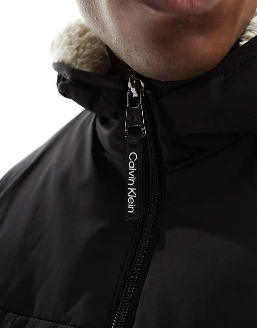 Calvin klein funnel neck hooded best sale puffer coat