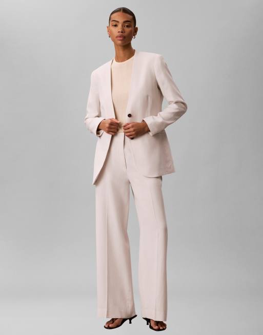 Calvin Klein linen blazer co-ord in off white, 2 of 4