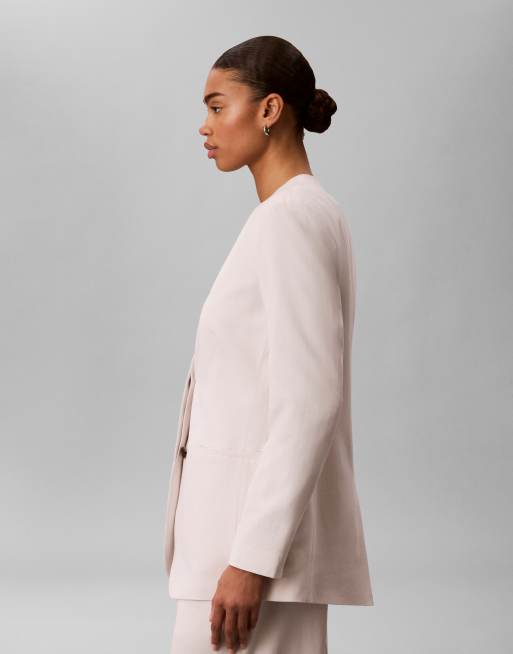 Calvin Klein linen blazer co-ord in off white, 4 of 4