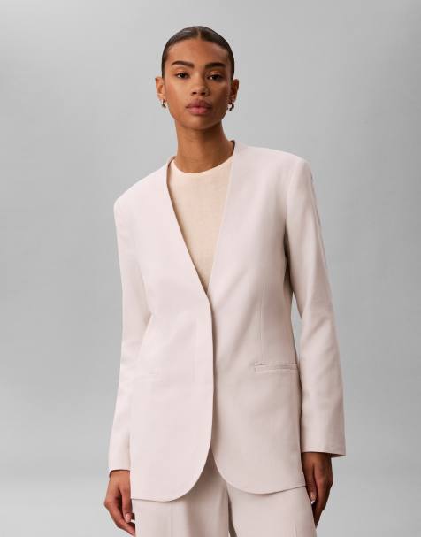 Calvin Klein linen blazer in off white - part of a set - view 1