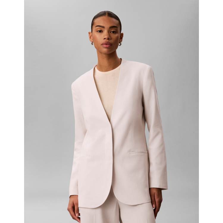Calvin Klein linen blazer in off white - part of a set | ASOS