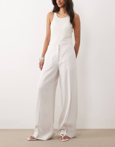 Calvin Klein linen dress trousers in off white