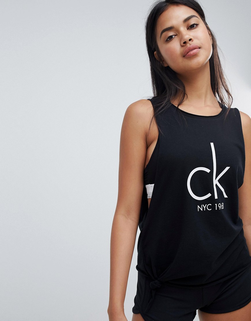 Calvin Klein – Linne med knut i sidan-Svart