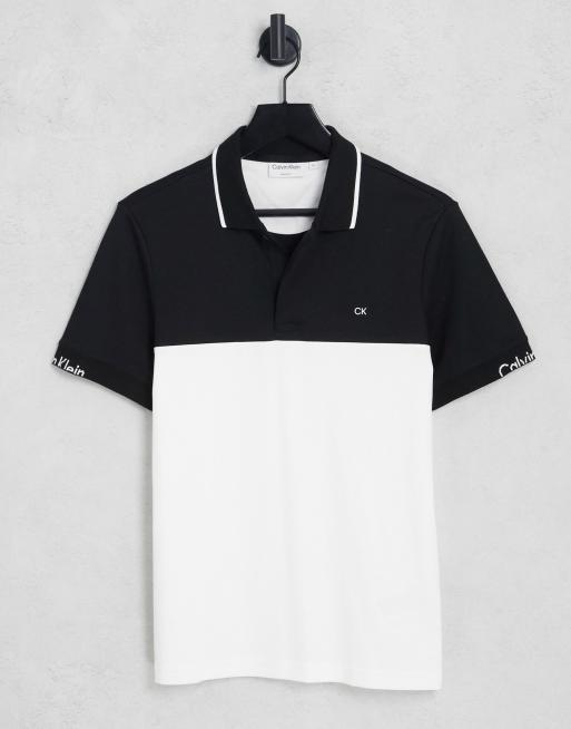Calvin Klein - Liquid Touch - Sort/hvid polo med logo og farveblok-design