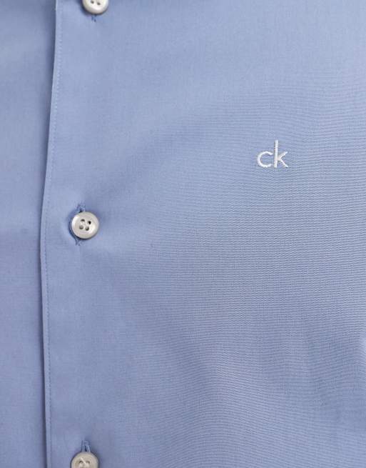 Calvin Klein – Ljusblå, stretchig poplinskjorta med smal passform, 3 av 4