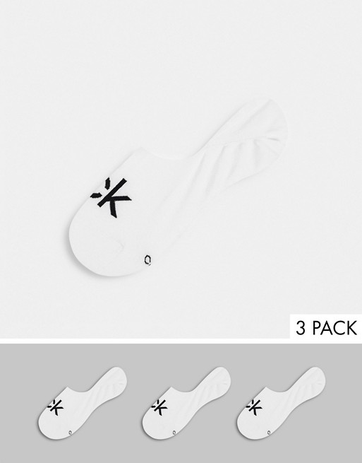 Calvin Klein logo 3 pack liner socks in white