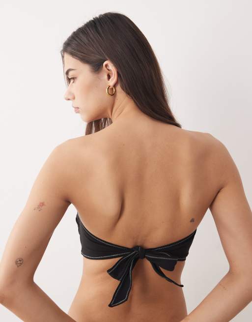 Calvin Klein logo bandeau bikini top in black, 2 of 4
