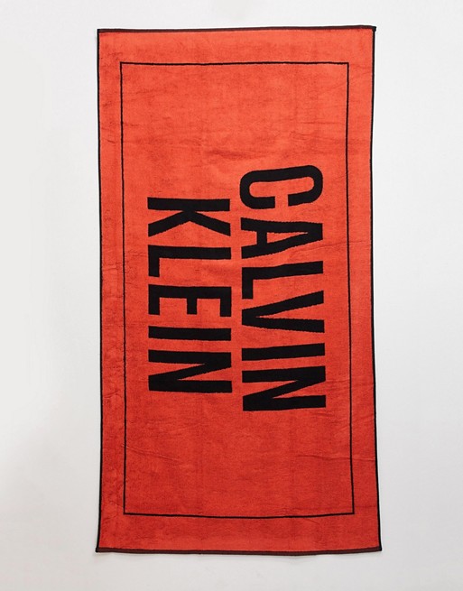 Calvin Klein logo beach towel in red