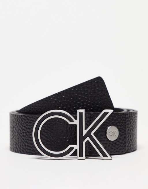 Calvin Klein Jeans round mono leather 35mm belt in black