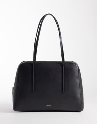 Calvin Klein Logo Bowling Bag In Black