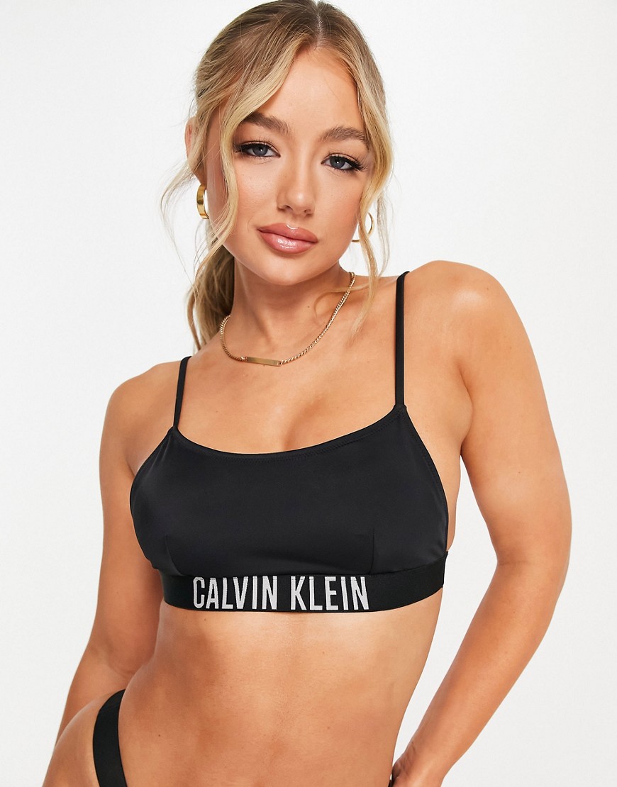 Calvin Klein logo bralette bikini top in black