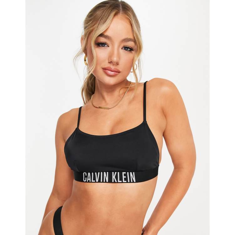 Calvin Klein logo bralette bikini top in black