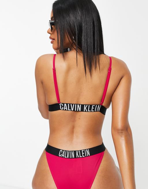 NEW Calvin Klein Pink Bralette & Bikini Set CK Logo 2 Pc S M