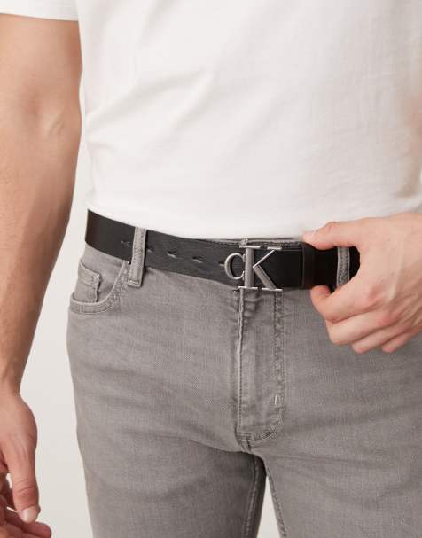 Calvin Klein logo buckle belt in black - view 1