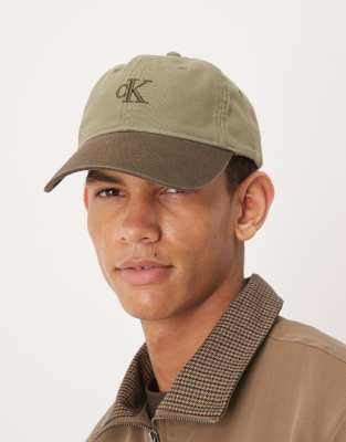 Calvin Klein Logo Cap In Brown