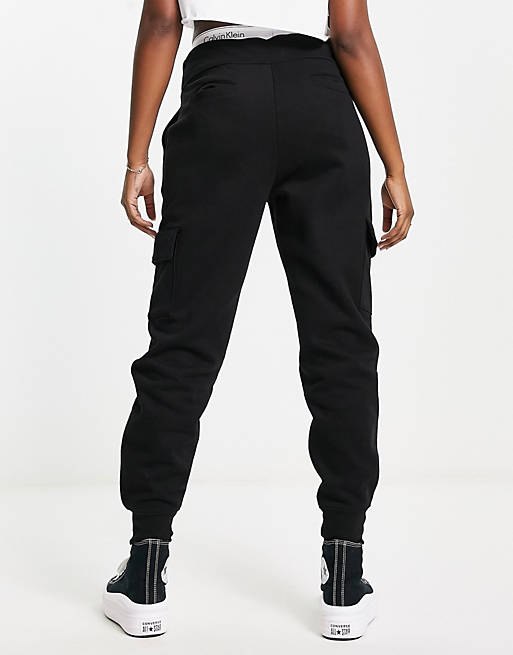 Calvin Klein logo cargo sweatpants in black | ASOS