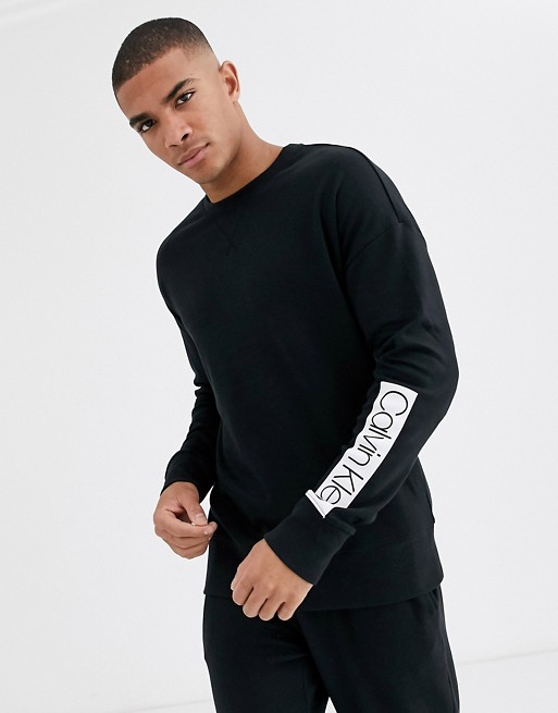 Calvin Klein logo crew neck sweat in black