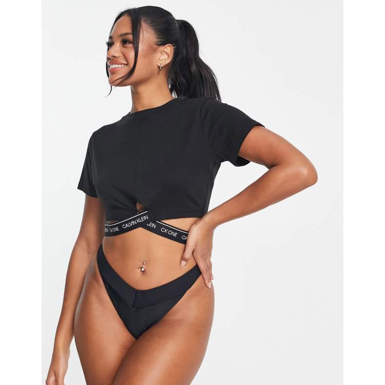 Calvin Klein logo cropped T-shirt in black - part of a set