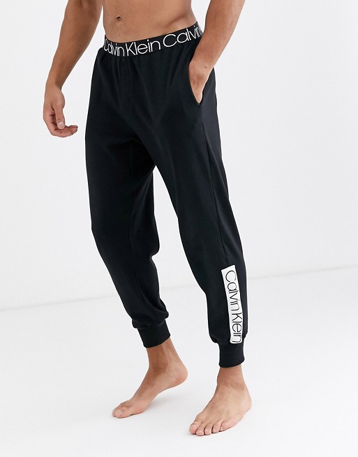 Calvin Klein logo cuffed joggers in black