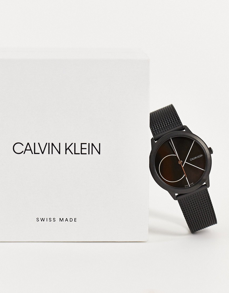 Calvin Klein logo dial watch in black